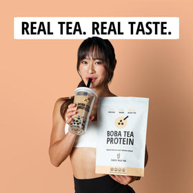 Boba Tea Protein Classic Milk Tea shake-ready mix in a blender bottle for quick meals