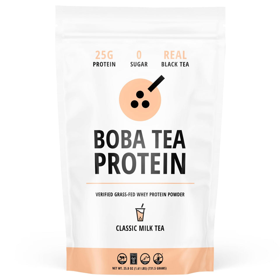 Boba Tea Protein Classic Milk Tea tub, lactose-free protein option for tea latte fans