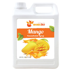 BOBA2U Mango syrup bottle for quick, flavorful frappes and smoothies.