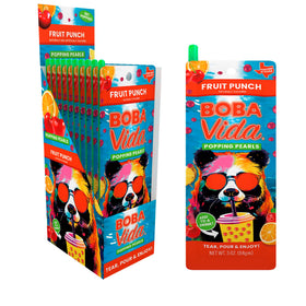 BOBAVIDA Fruit Punch Boba Pearls pack, ready-to-use servings for drinks and desserts.