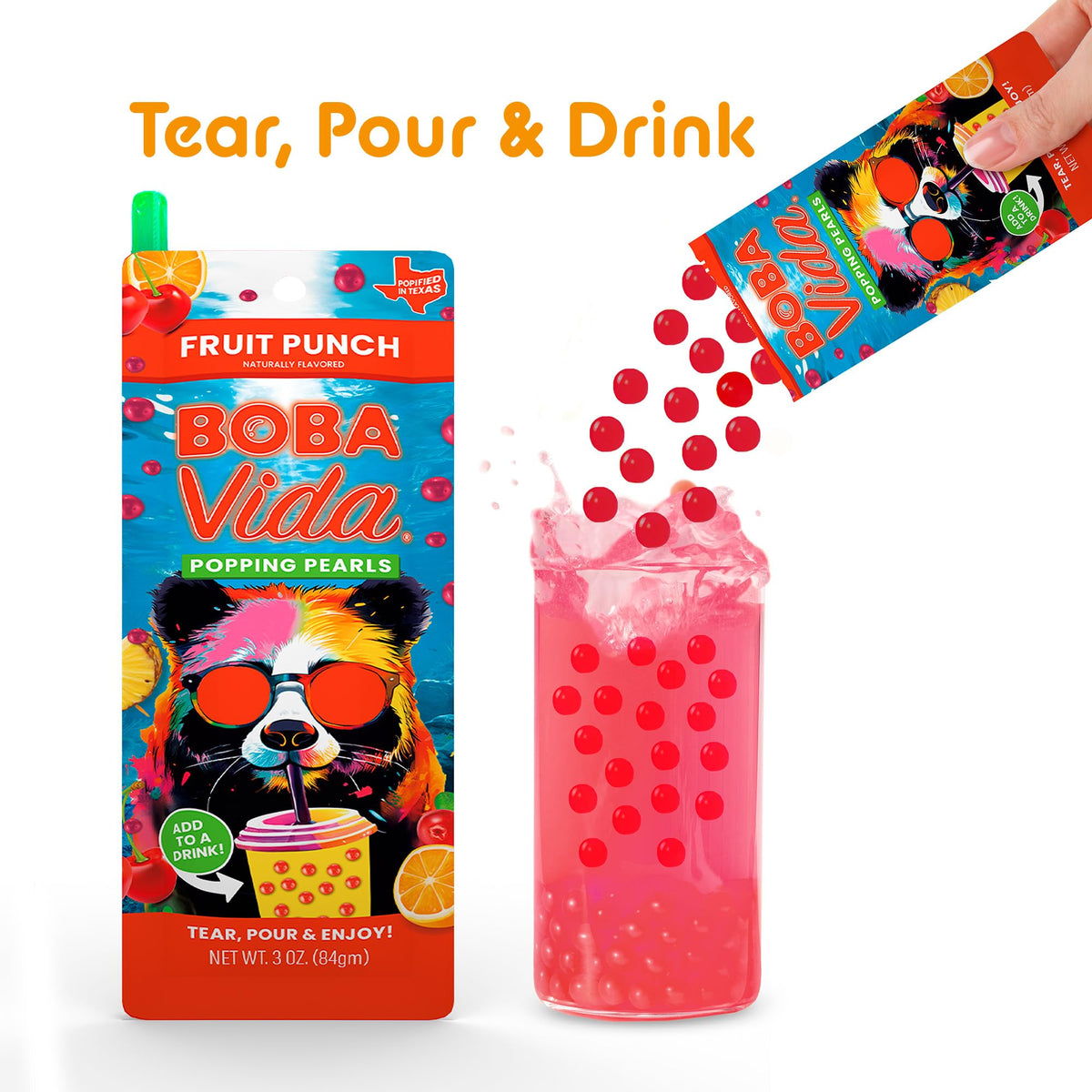 BOBAVIDA straws included for convenient sipping and tasting.