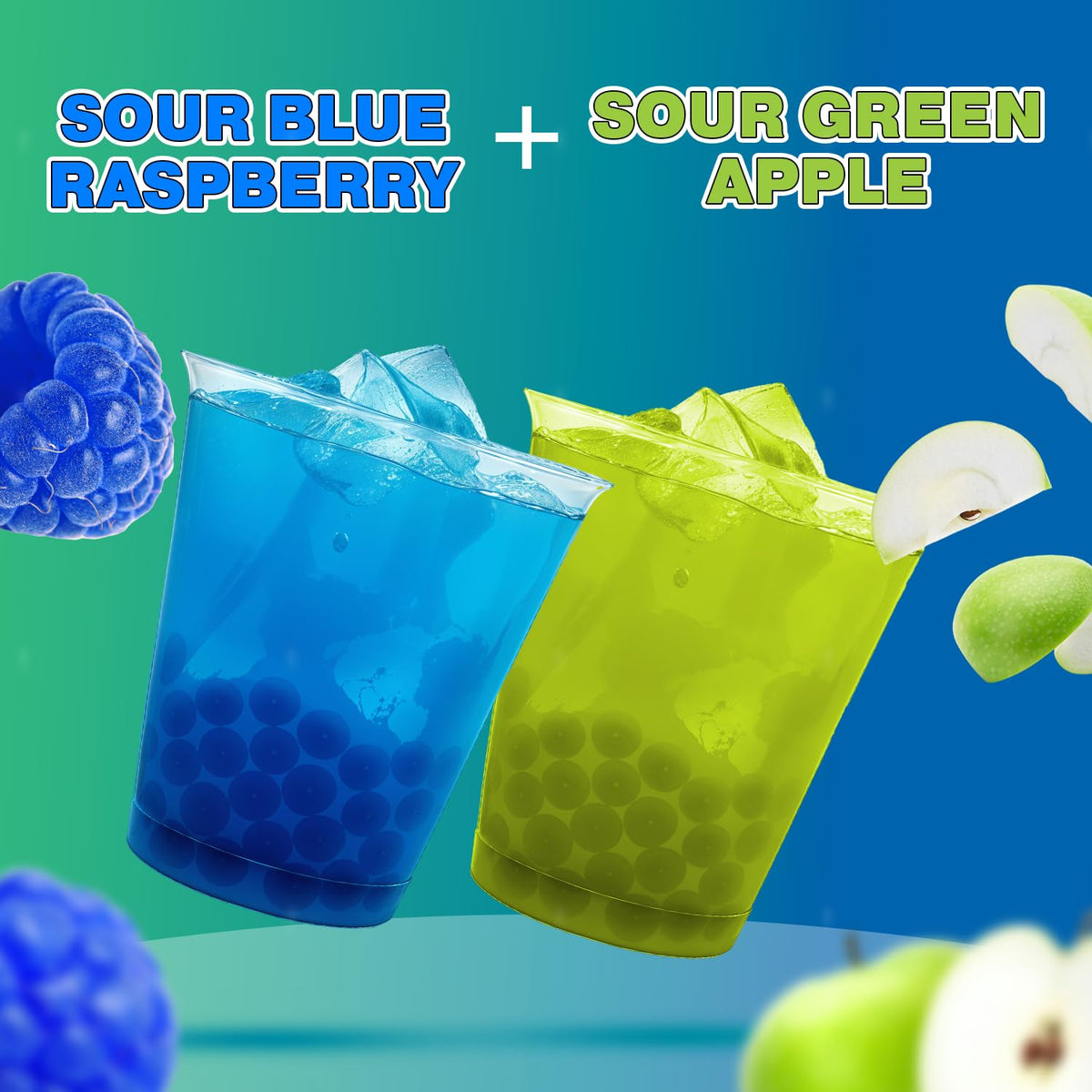 BOBAVIDA Slime Licker green apple popping boba pearls for desserts.