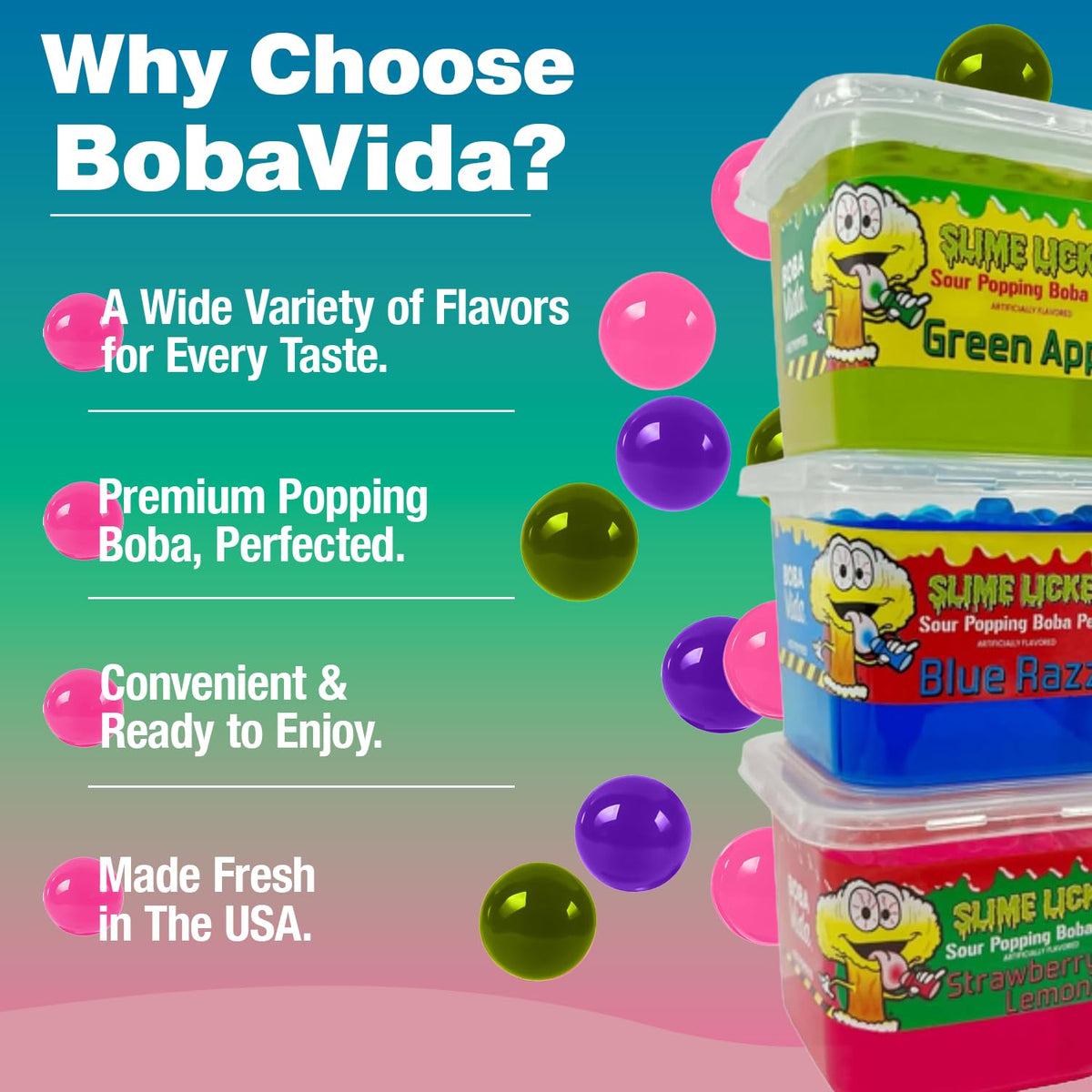 BOBAVIDA strawberry lemonade popping boba pearls ideal for ice cream or yogurt.