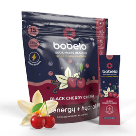 Bobelo Black Cherry Cream sachets for convenient on-the-go hydration.