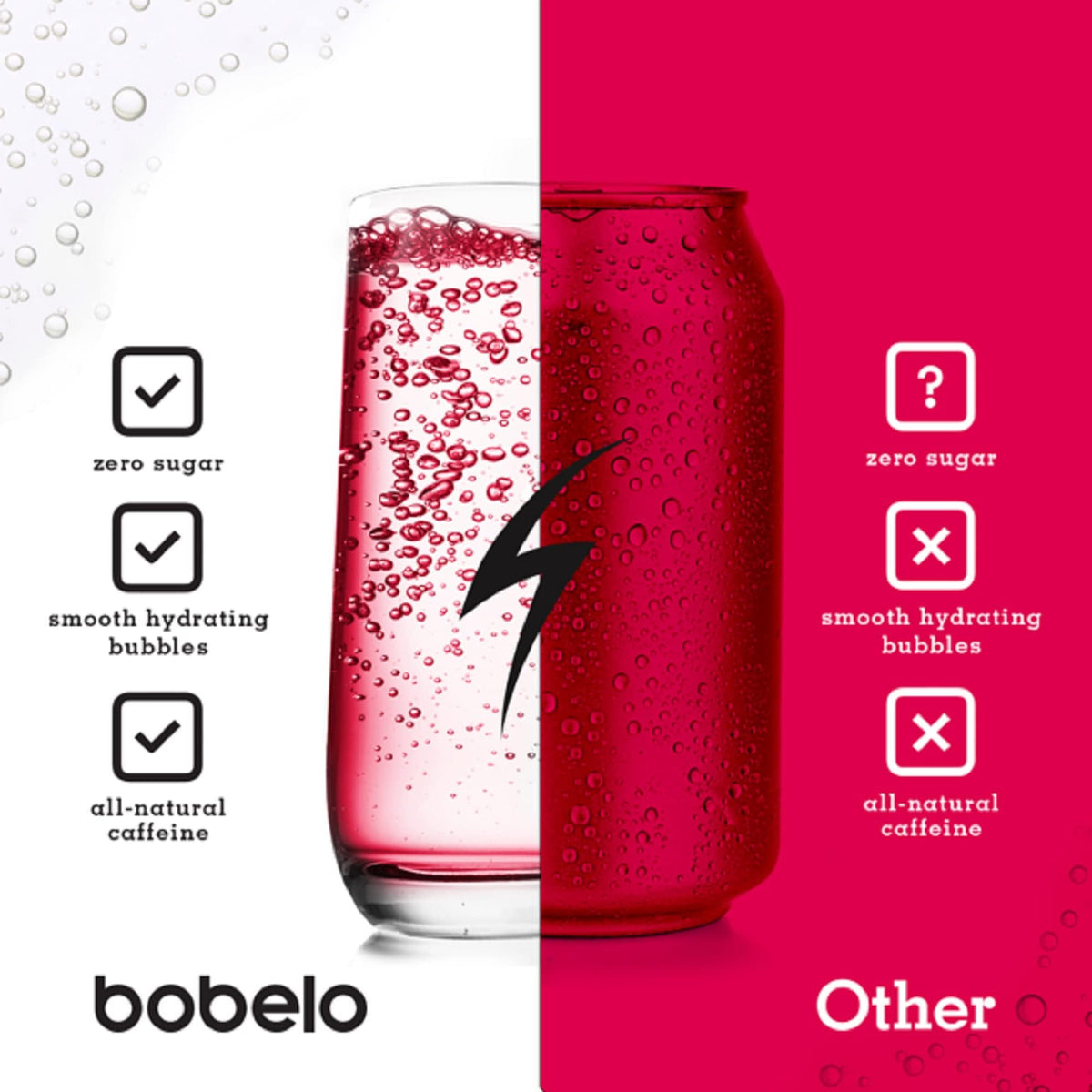 Bobelo glass with water showing the drink color and hydration appeal.