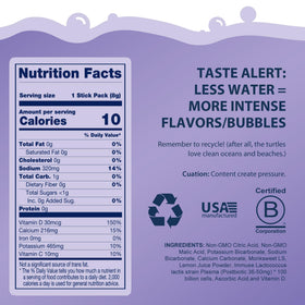 Bobelo lavender lemonade bottle with a packet for on-the-go hydration