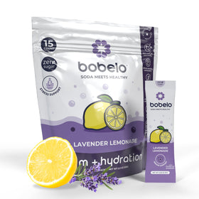 Bobelo Lavender Lemonade hydration packets ready to mix for sparkling hydration