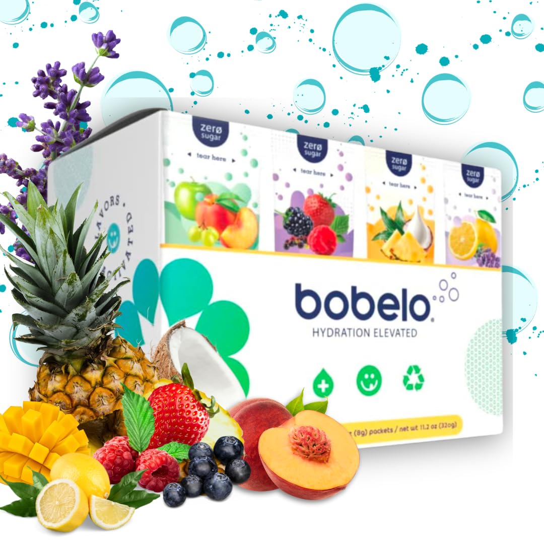 Bobelo self carbonating hydration packets variety 40-pack for on-the-go hydration