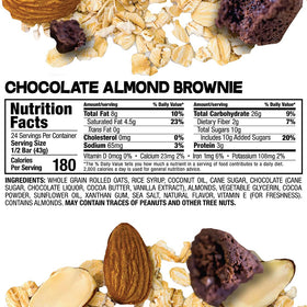 Pack shot of Bobo's Chocolate Almond Brownie Oat Bar highlighting gluten-free, plant-based snack.