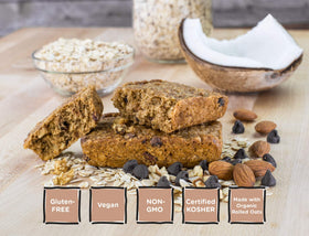 Bobo's Coconut Almond Chocolate Chip Oat Bar ingredients highlight wholesome components.