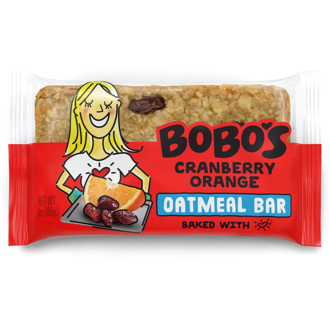 Bobo's Cranberry Orange Oat Bars 12-pack front view for on-the-go snacking