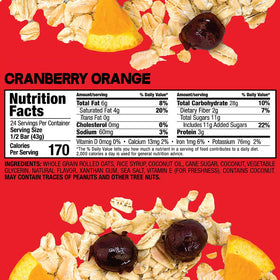 Oven-baked texture of Bobo's Cranberry Orange Oat Bars shows chewy bite