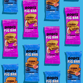Bobo's Fig Bars Blueberry pack, naturally fruity snack for kids.