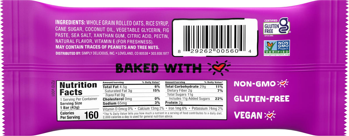 Close-up of Bobo's Fig Bars ingredients featuring oats and figs.