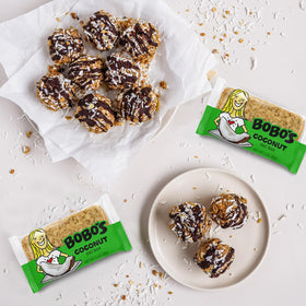 Bobo's Oat Bars on desk illustrates convenient office snack