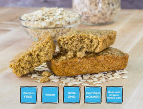 Bobo's Original Oat Bars vegan display suggests plant-based nourishment