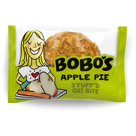 Bobo's Stuff'd Apple Pie Oat Bites box front shows a wholesome gluten-free snack option
