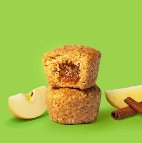 Cross-section of Bobo's Stuff'd Apple Pie Oat Bites highlights filling texture