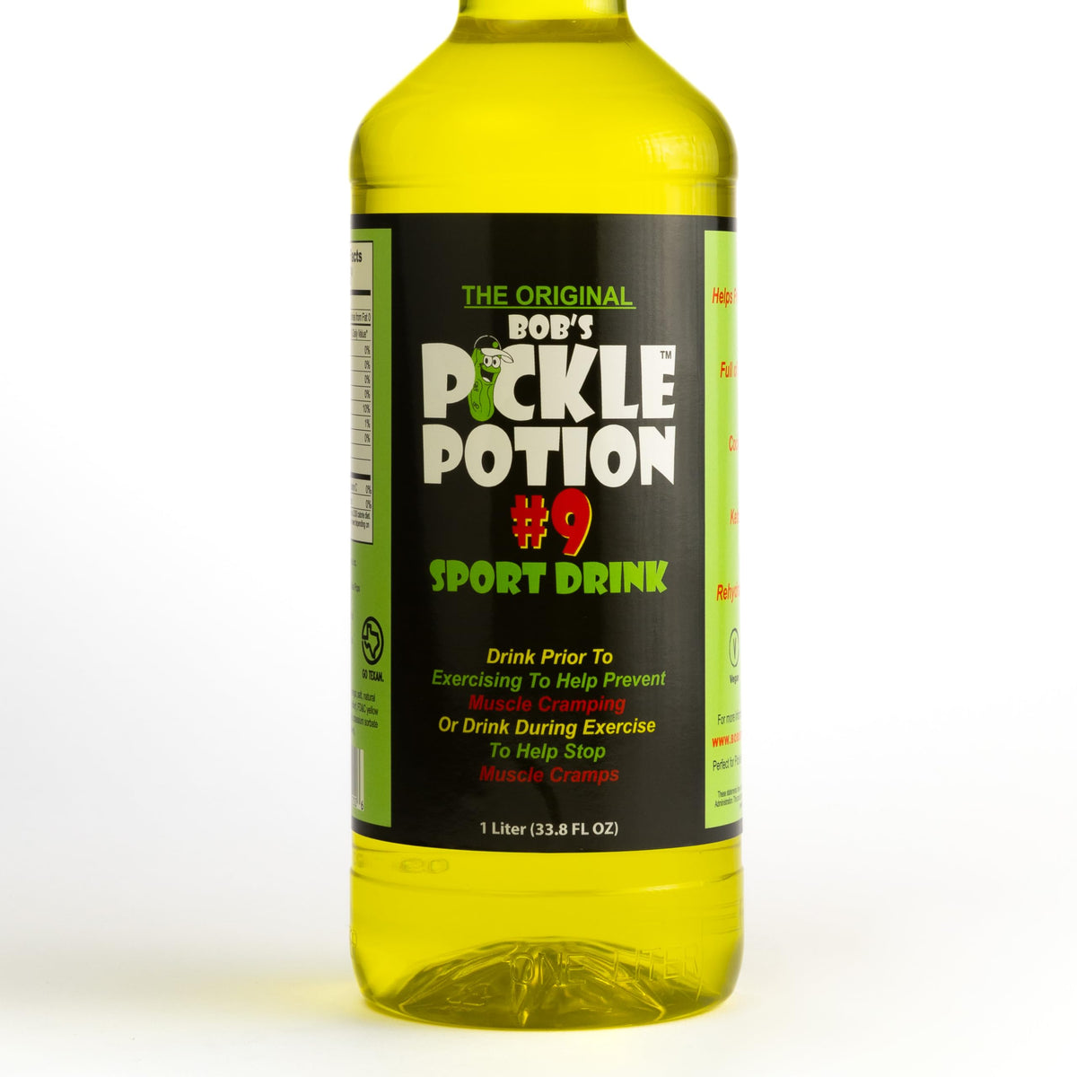 Bob's Pickle Potion Nine bottle pour shows quick rehydration for workouts.