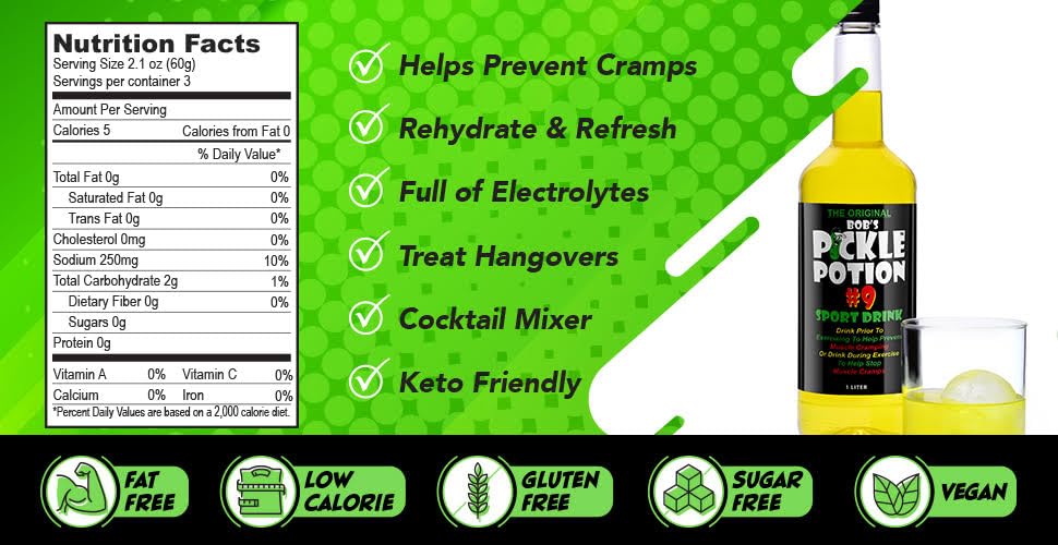 Bob's Pickle Potion Nine served over ice demonstrates versatile hydration after activity.
