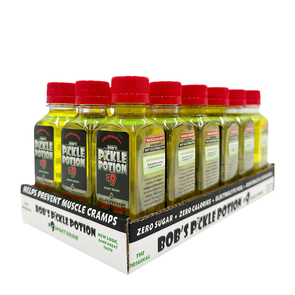 Bob's Pickle Potion #9 hydration aid for cramps relief.