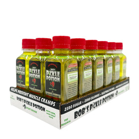 Bob's Pickle Potion #9 hydration aid for cramps relief.