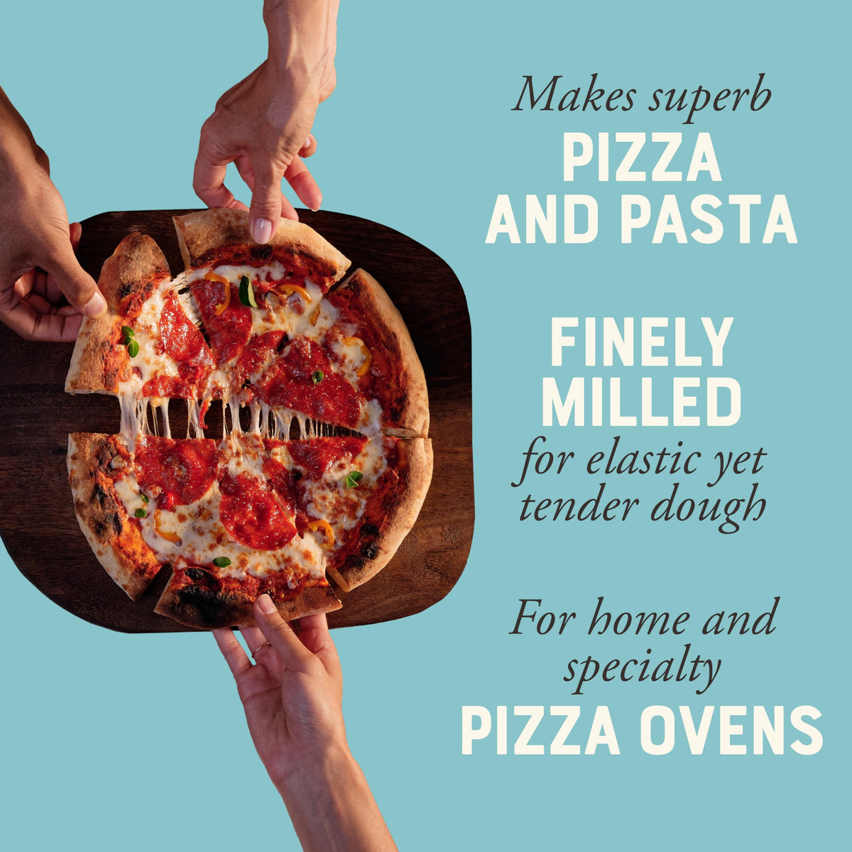 Bob's Red Mill 00 flour helps dough stretch evenly for pizza and pasta