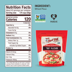 Bob's Red Mill 00 flour gluten content enabling stretch without tearing