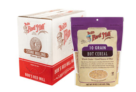 Bob's Red Mill 10 Grain Hot Cereal pouch front; wholesome breakfast option.