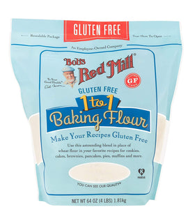 Bob's Red Mill 1-To-1 flour packaging front, ideal for cup-for-cup gluten-free baking.