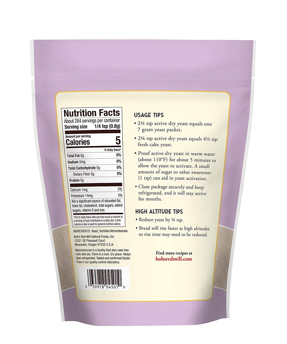 Bob's Red Mill Active Dry Yeast in gluten-free facility ensures safe baking