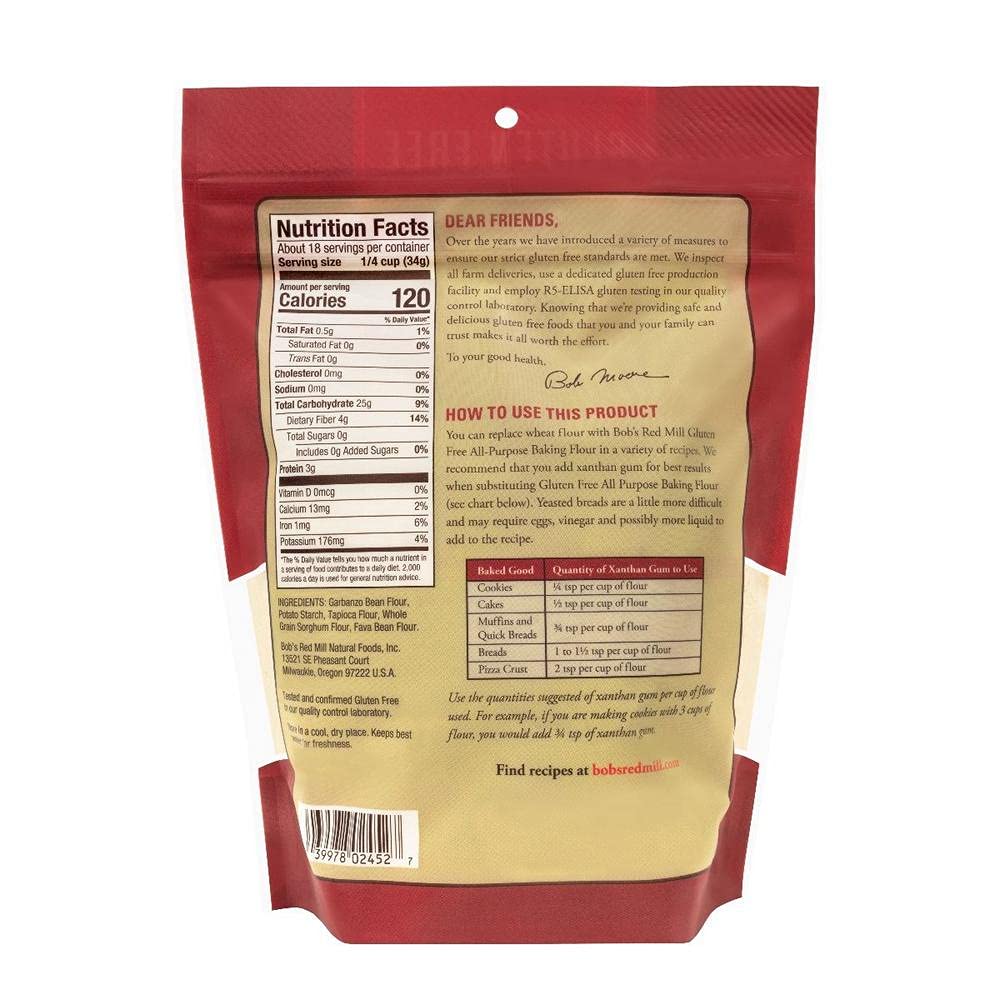 Two-pack Bob's Red Mill gluten-free flour bags stacked for home use.