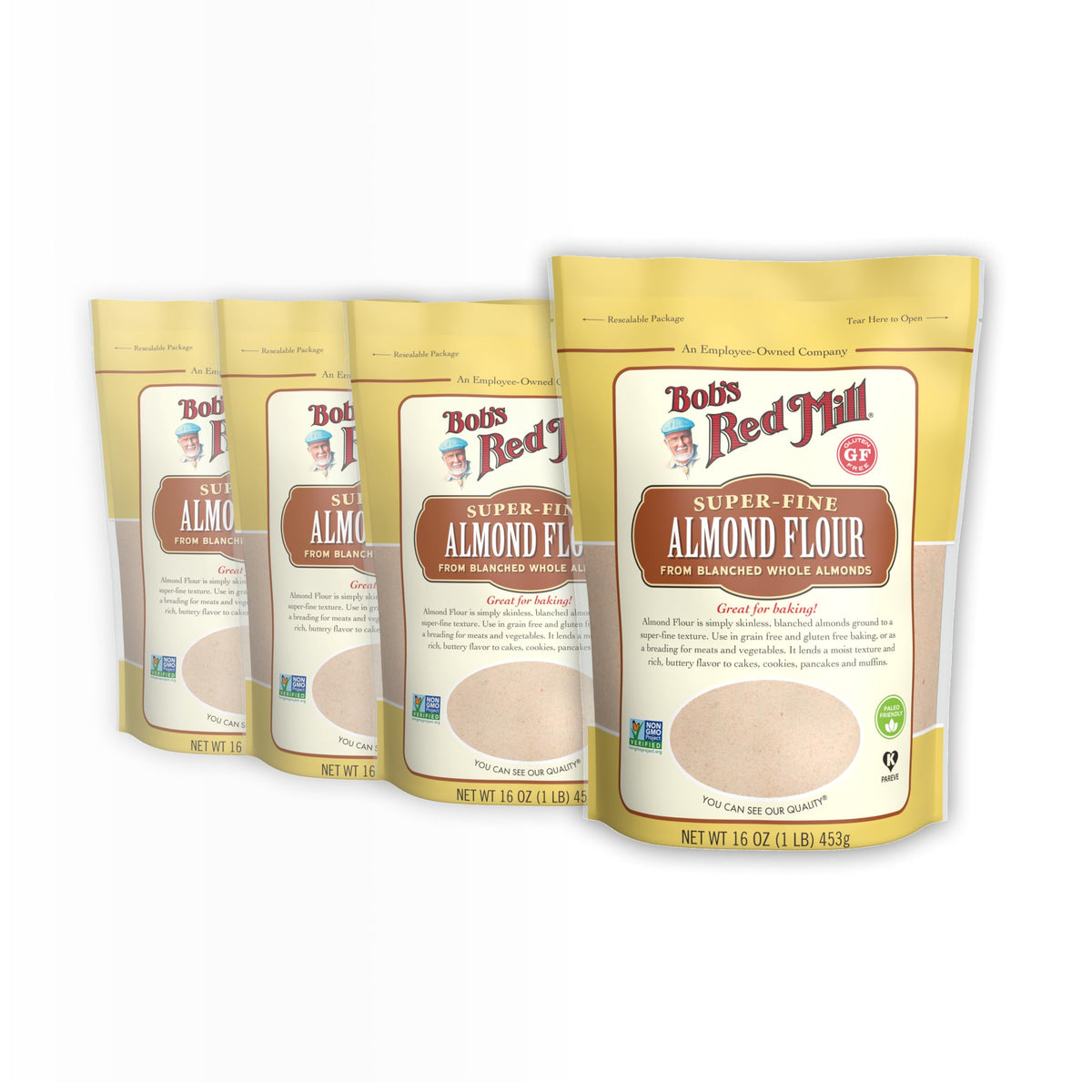 Bob's Red Mill almond flour packaging showcases premium gluten-free baking versatility.