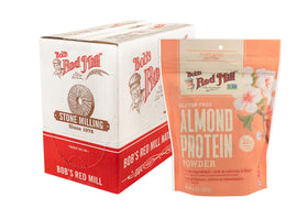 Bob's Red Mill almond protein powder in a bowl with creamy texture for smoothies.