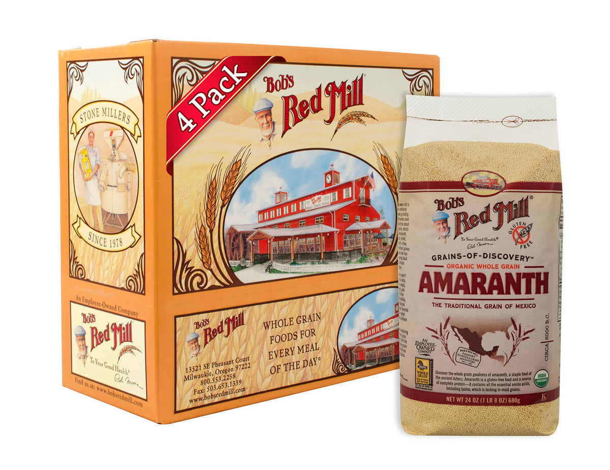 Bob's Red Mill Organic Amaranth golden grain—earthy and versatile for many recipes.