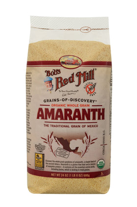 Bob's Red Mill amaranth porridge bowl showcases a fiber-rich breakfast option.