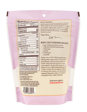 Bob's Red Mill Baking Powder 14 oz pack back view with label details for stock keeping
