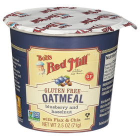 Bob's Red Mill oatmeal cup on the go, blueberry hazelnut flavor
