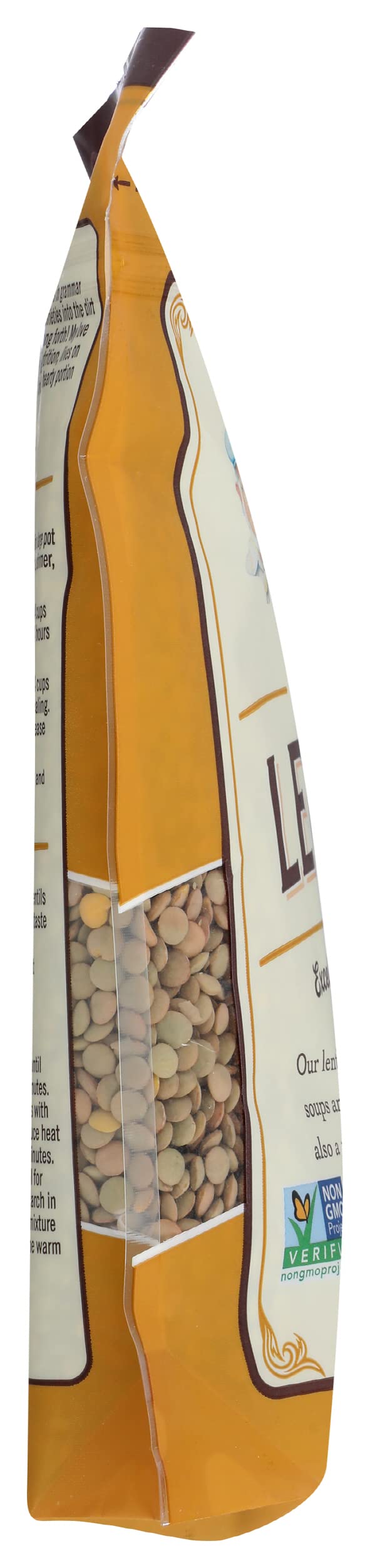 Bob's Red Mill Brown Lentil Beans dry lentils close-up for soups