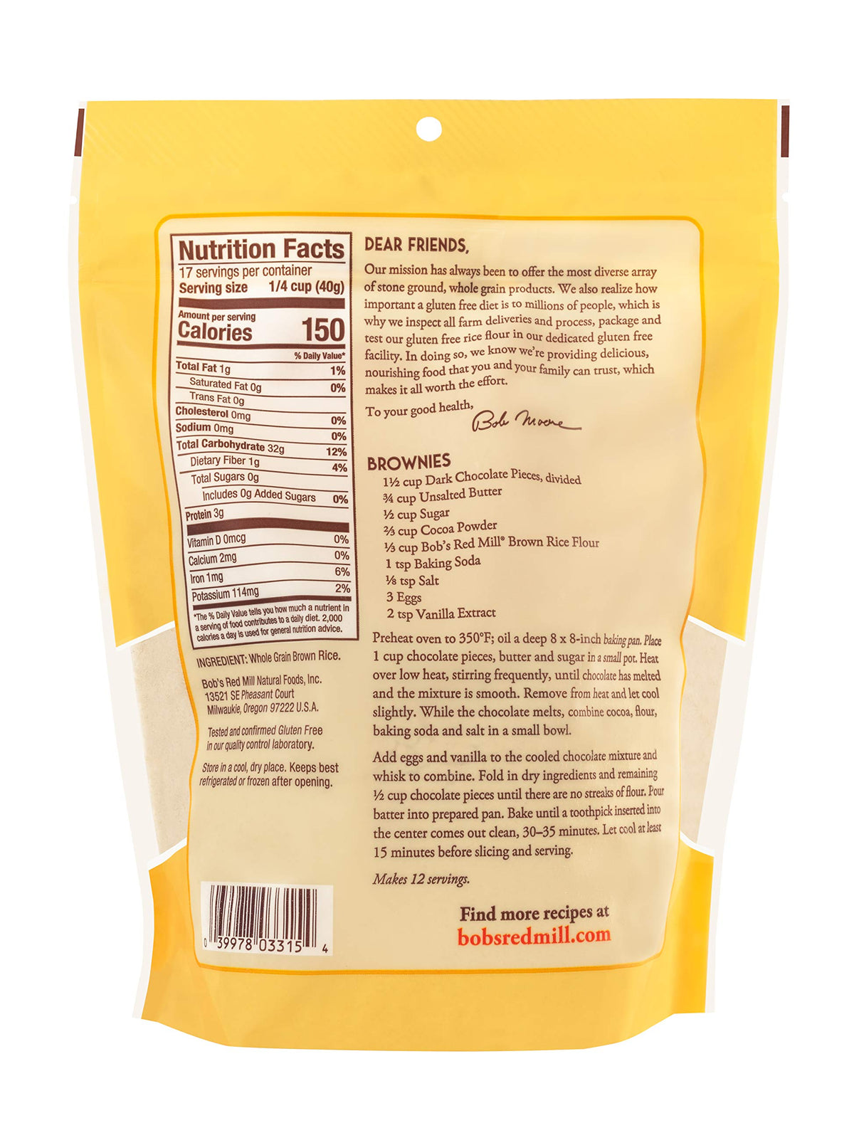 Bob's Red Mill Brown Rice Flour thickens sauces and gravies