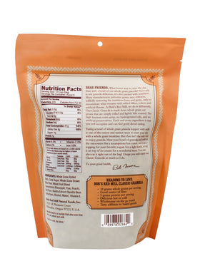 Closeup of Bob's Red Mill Classic Granola clusters highlighting texture.