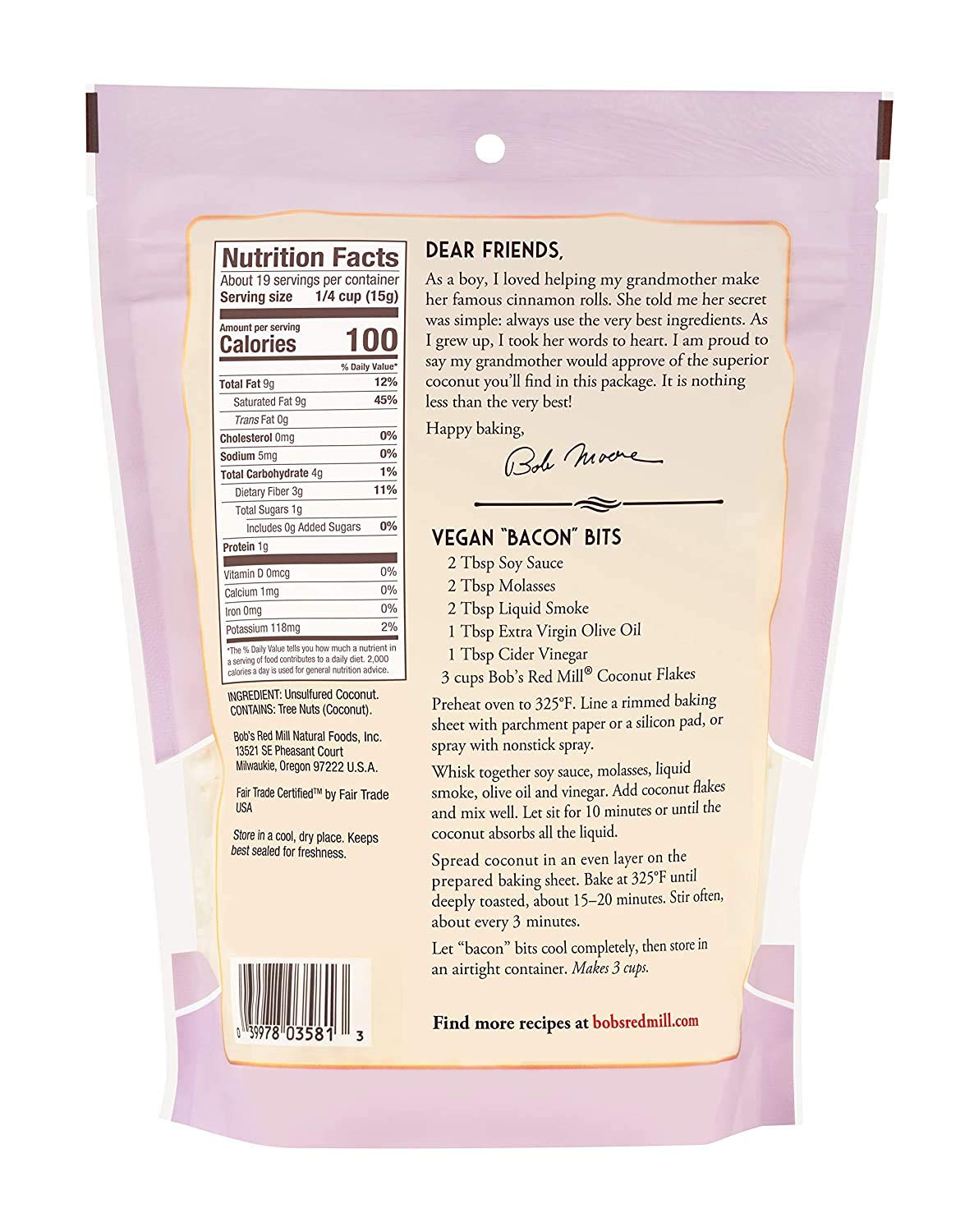 Bob's Red Mill Coconut Flakes on granola provide texture and aroma