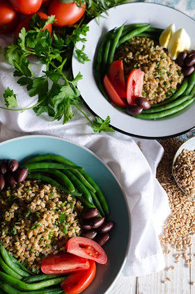 Creamy Farrotto prepared with Bob's Red Mill Farro, offering a comforting texture.