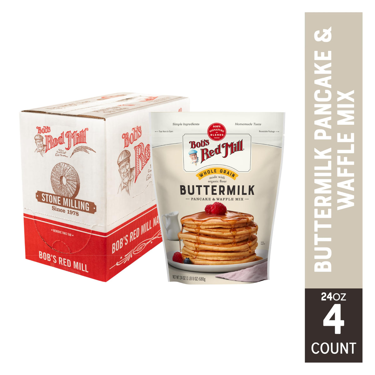 Bob's Red Mill fluffy pancakes pouring batter for easy weekday mornings