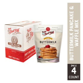 Bob's Red Mill fluffy pancakes pouring batter for easy weekday mornings