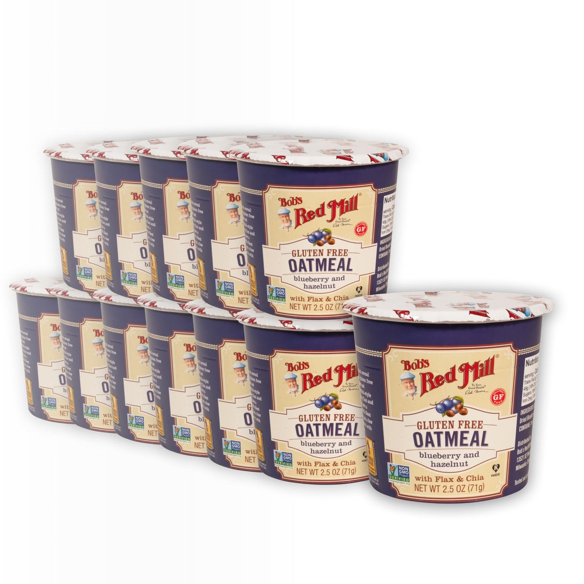 Bob's Red Mill GF Oatmeal Cup Blueberry Hazelnut, portable breakfast option