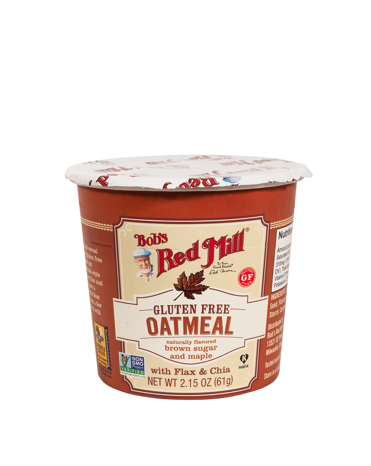 Bob's Red Mill GF Oatmeal Cup packaging shows convenient 12-pack value.