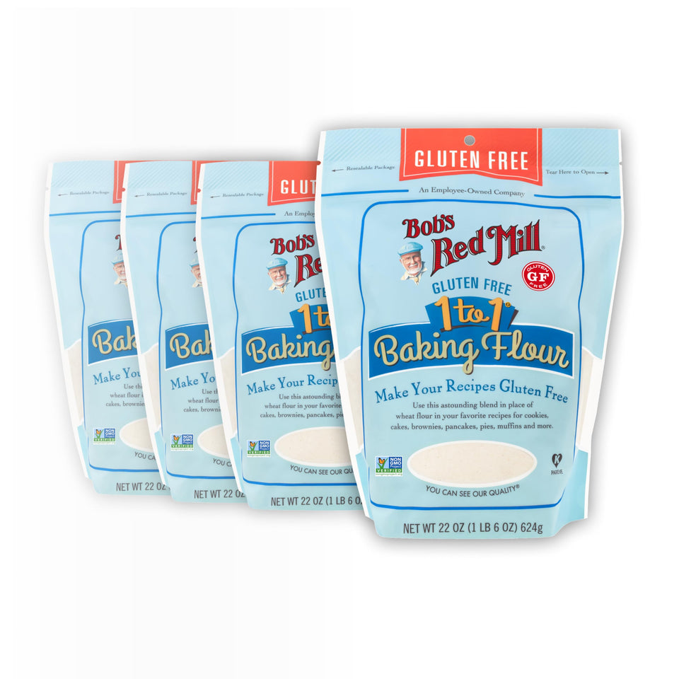 Bob's Red Mill gluten free 1-to-1 flour pack front, ideal for easy gluten free baking