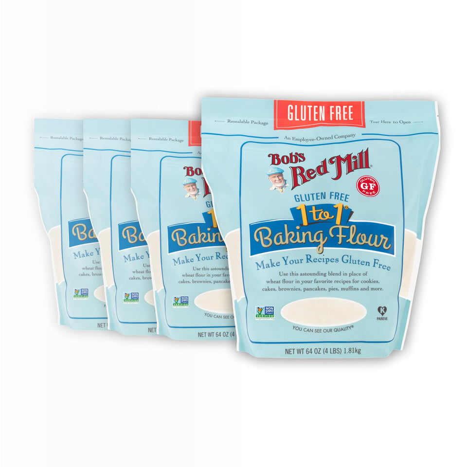 Bob's Red Mill gluten free 1-to-1 flour pack of 4 bags for easy substitutions