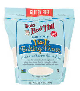 Bob's Red Mill gluten free flour being used to make fluffy pancakes on a griddle